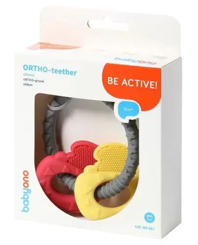 Babyono Ortho gryzak czerwono-żółty 1 sztuka [486] zdjęcie