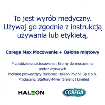 Corega Power Max Mocowanie + Osłona krem mocujący do protez zębowych o smaku miętowym 40 g