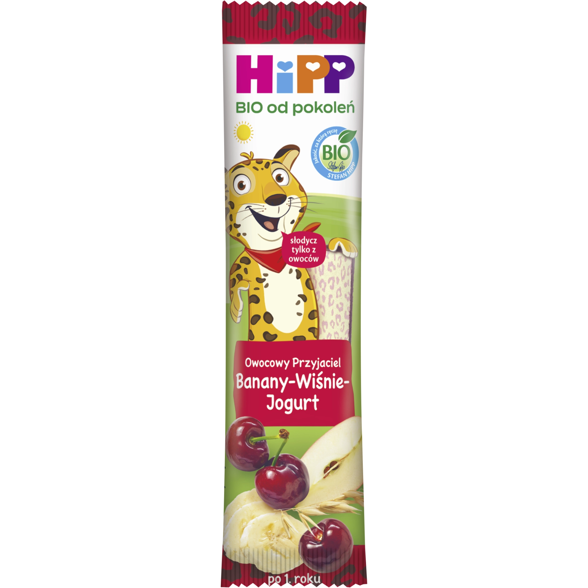 HiPP Batonik Owocowy Przyjaciel Banany-Wiśnie-Jogurt BIO, 23 g, cena, skład, opinie zdjęcie