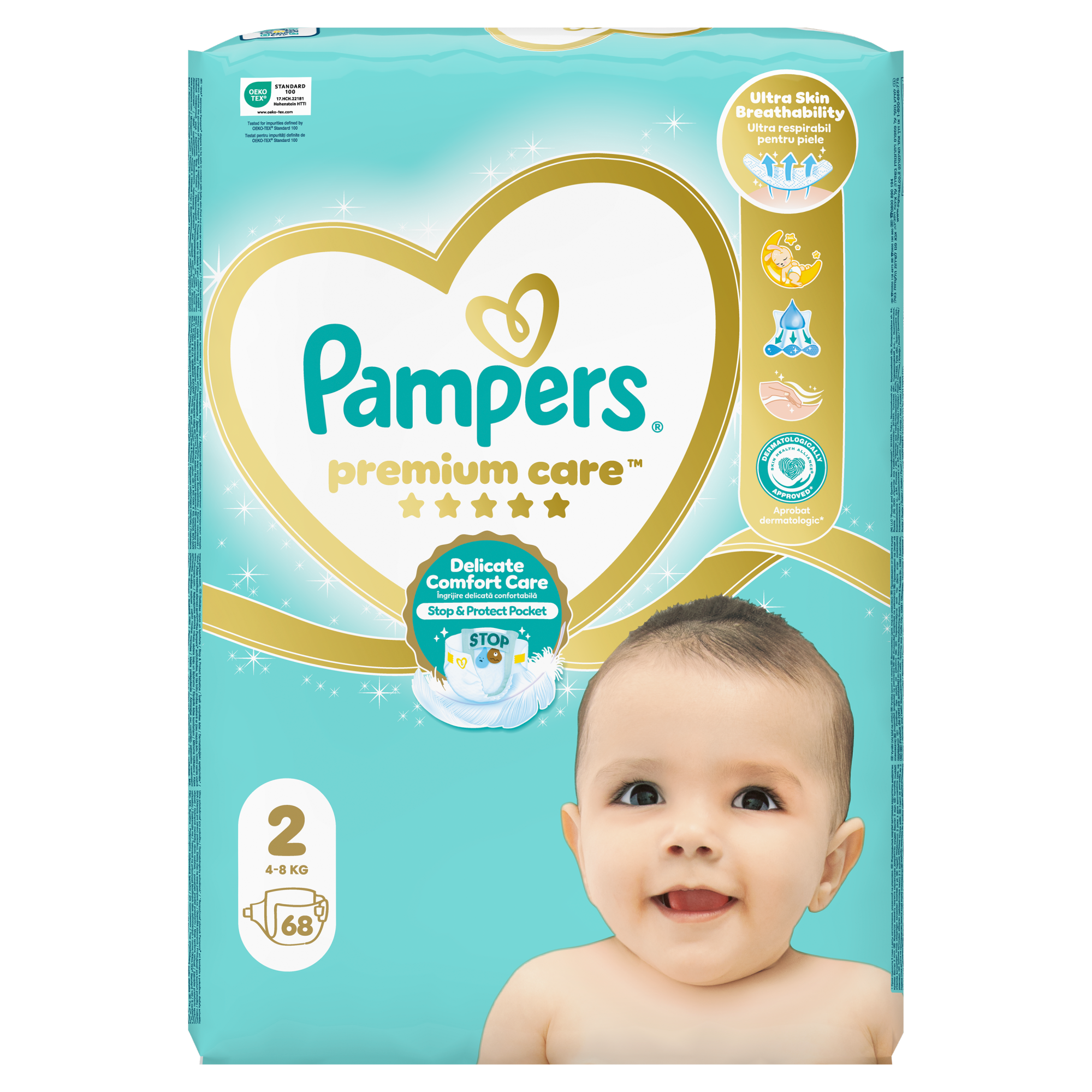 Pampers Premium Care 2 pieluchy 4-8 kg 68 sztuk zdjęcie