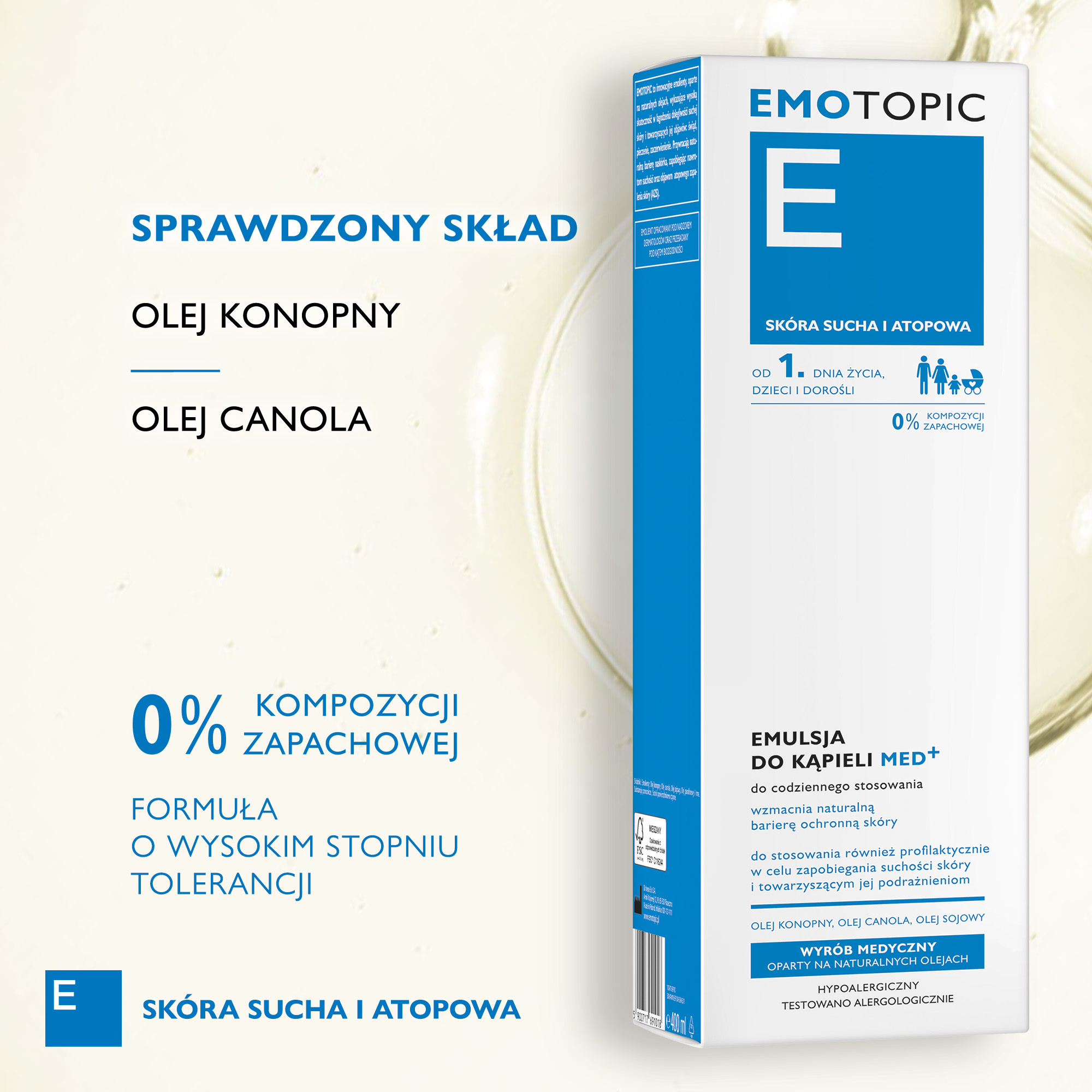Emotopic emulsja do kąpieli MED+ do codziennego stosowania 400 ml