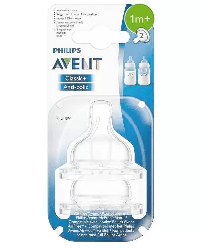 Avent Philips Classic+ smoczek o wolnym wypływie dla dzieci 1m+ 2 sztuki [SCF632/27] zdjęcie