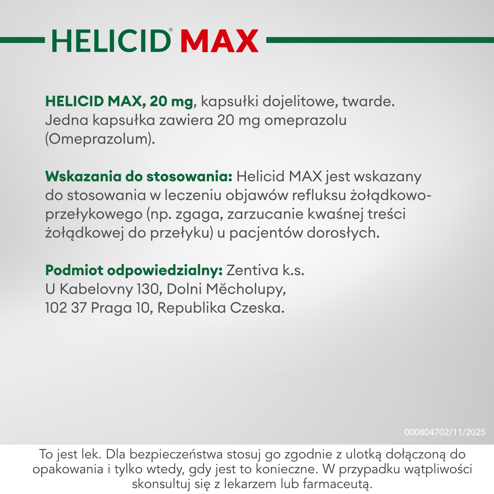 Helicid Max 20 mg 14 kapsułek