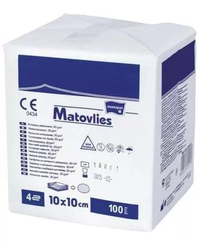 Matovlies kompresy z włókniny 30g 4 warstwowe 10x10 cm 100 sztuk zdjęcie