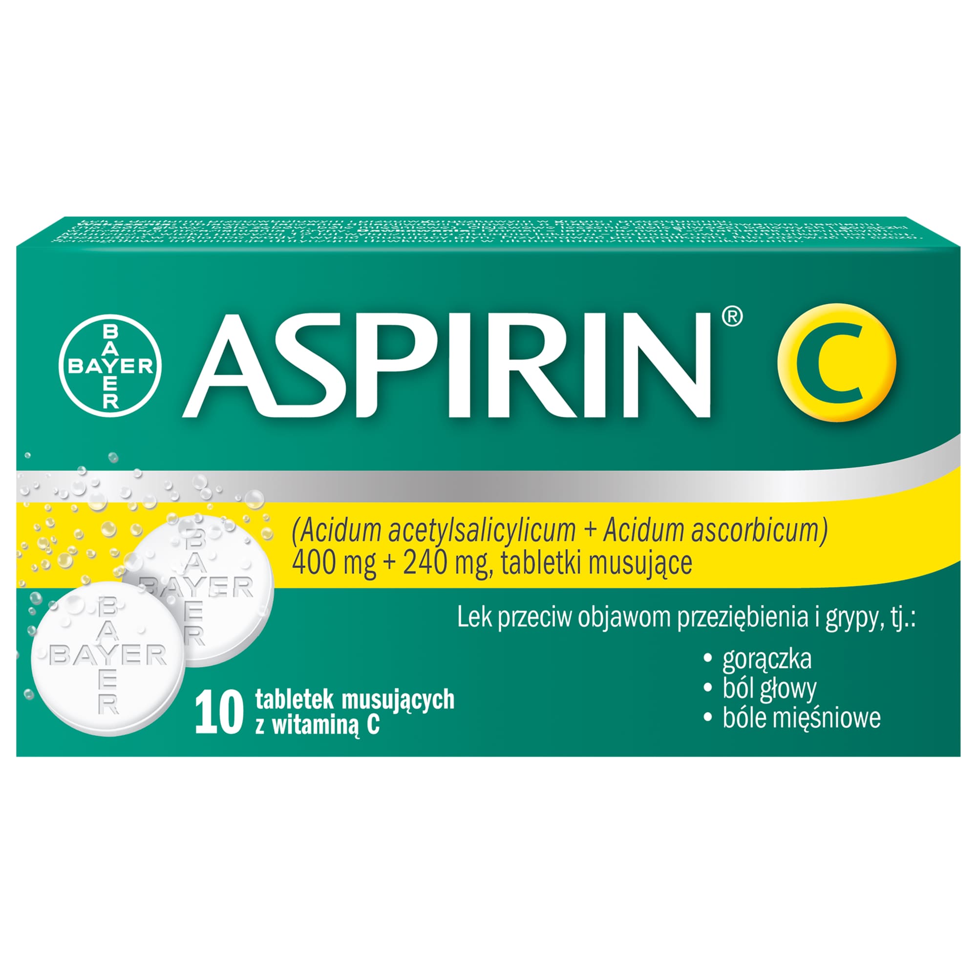 Aspirin C 400 mg + 240 mg 10 tabletek musujących z witaminą C zdjęcie