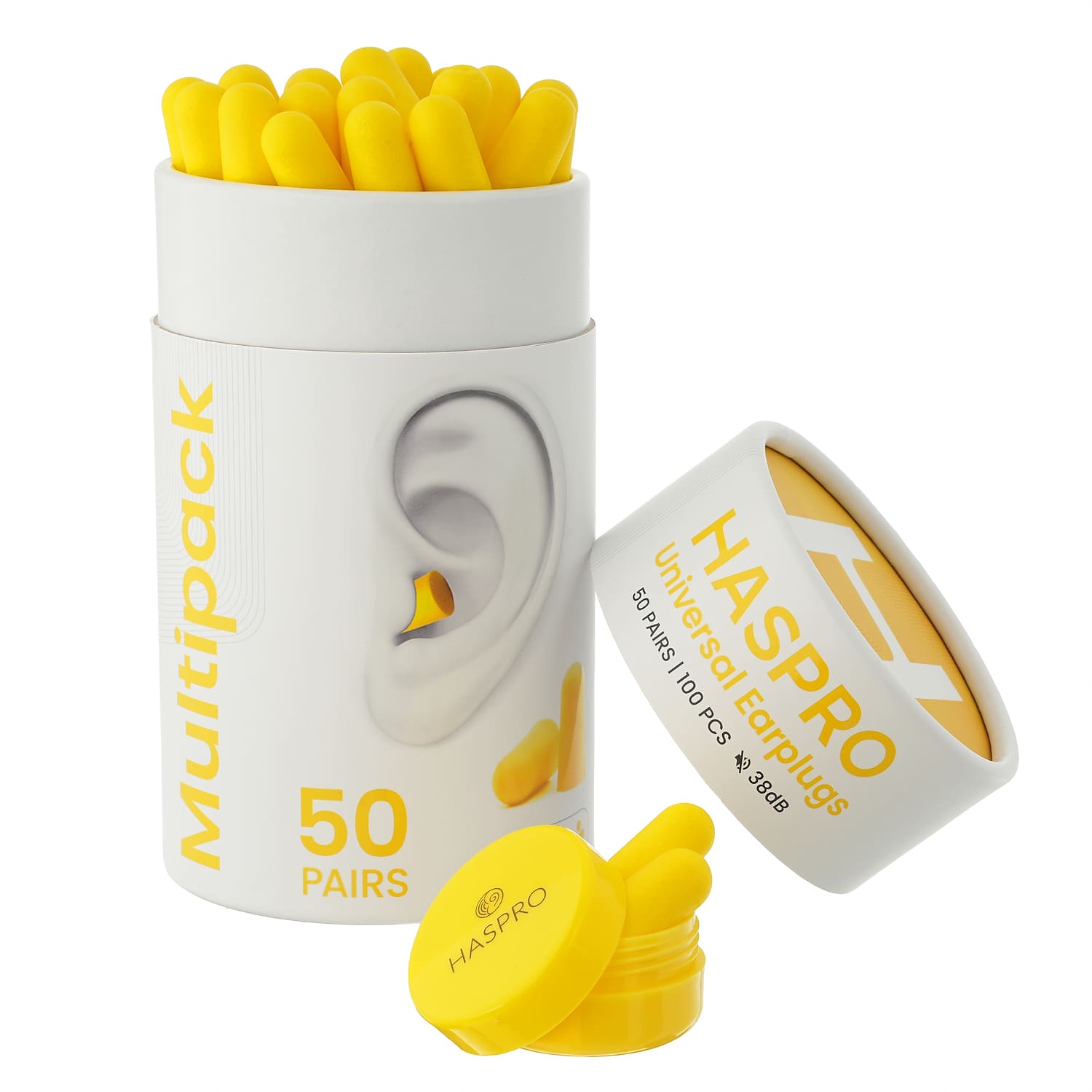 Haspro Universal Earplugs Stopery do uszu kolor żółty tuba - 50 par  zdjęcie