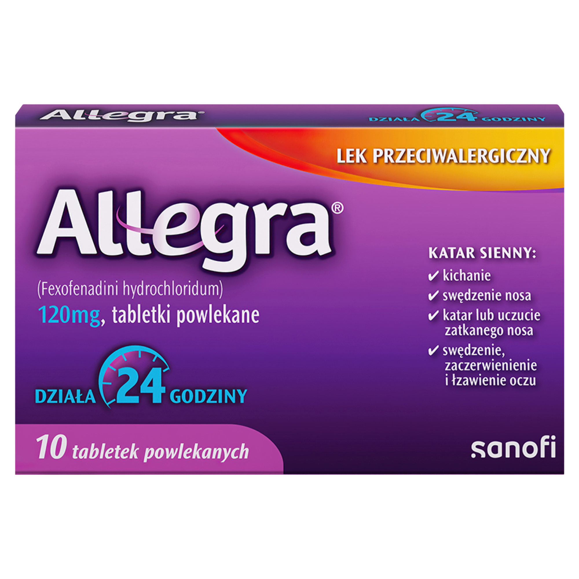 Allegra lek przeciwalergiczny 120 mg 10 tabletek powlekanych  zdjęcie