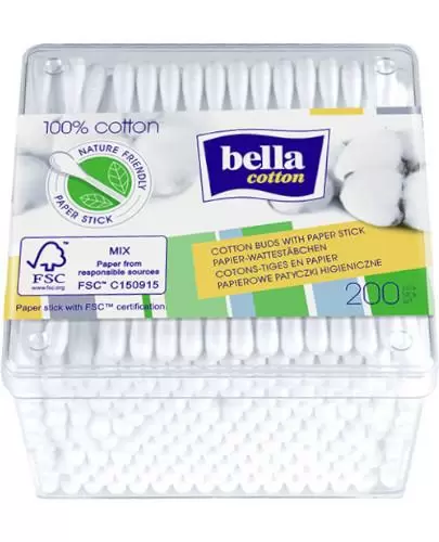 Bella Cotton papierowe patyczki higieniczne do uszu 200 sztuk zdjęcie