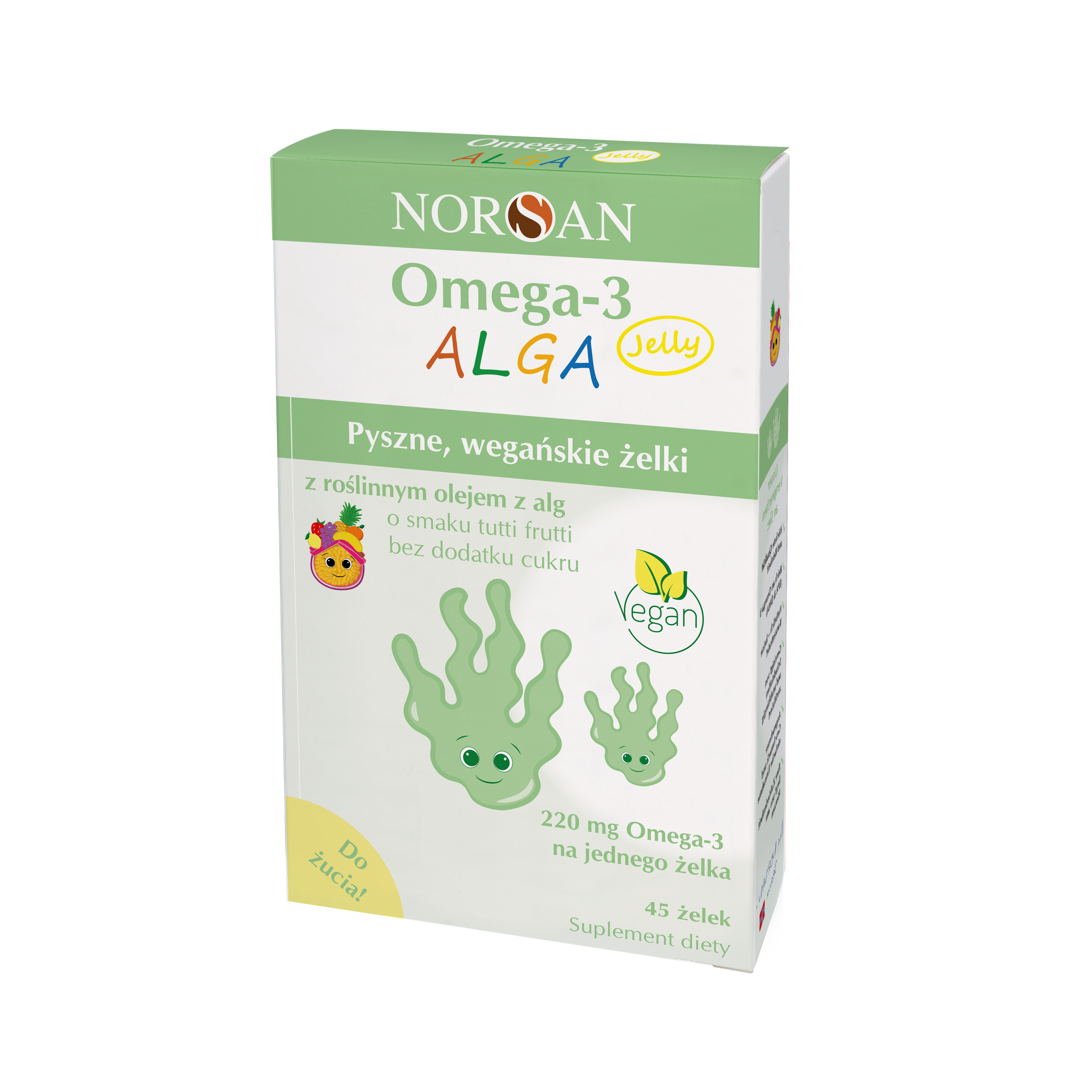 Norsan Omega-3 ALGA Jelly, smak tutti-frutti, 45 sztuk zdjęcie