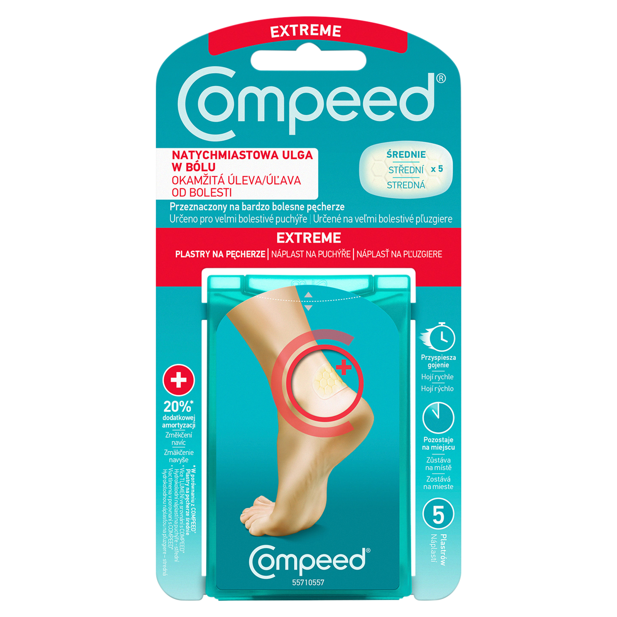 COMPEED Plastry na pęcherze na piętach dla aktywnych, średnie 5 sztuk zdjęcie