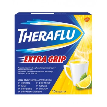 Theraflu Extra Grip saszetki na objawy grypy i przeziębienia 10 saszetek