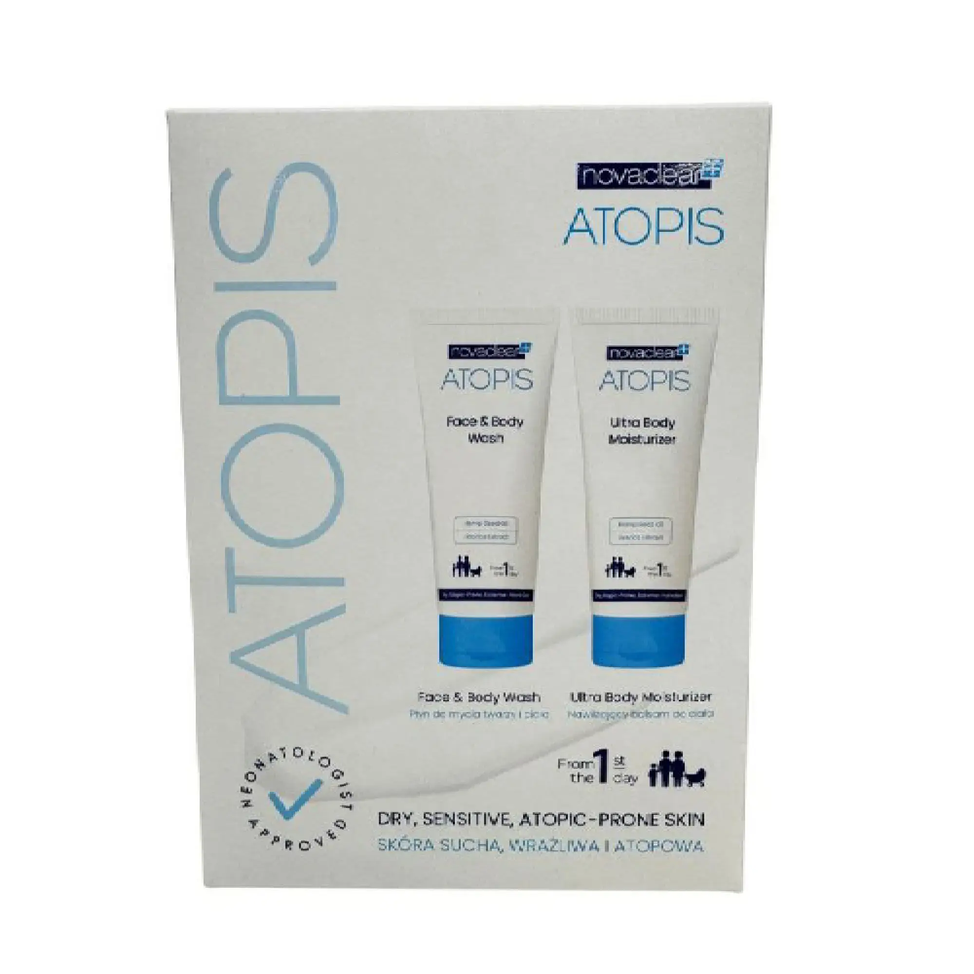 Zestaw Novaclear Atopis Nawilżający, balsam do ciała 200 ml, płyn do mycia twarzy i ciała 200 ml zdjęcie