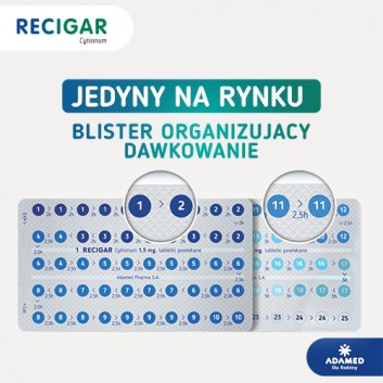 Recigar 1,5 mg, leczenie uzależnienia od nikotyny, tabletki, 100 sztuk