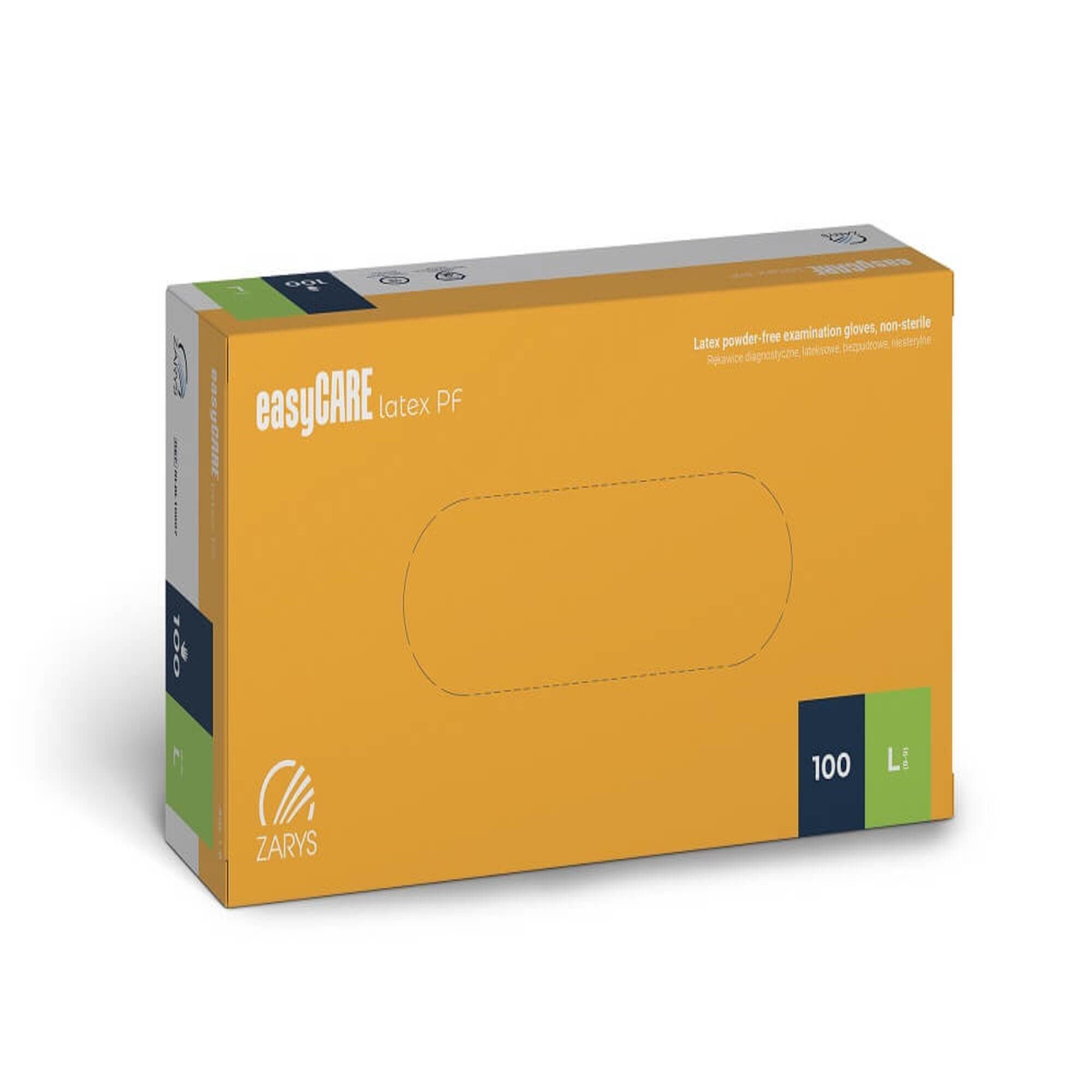 Rękawice easyCARE, lateksowe bezpudrowe niesterylne L, 100 szt zdjęcie