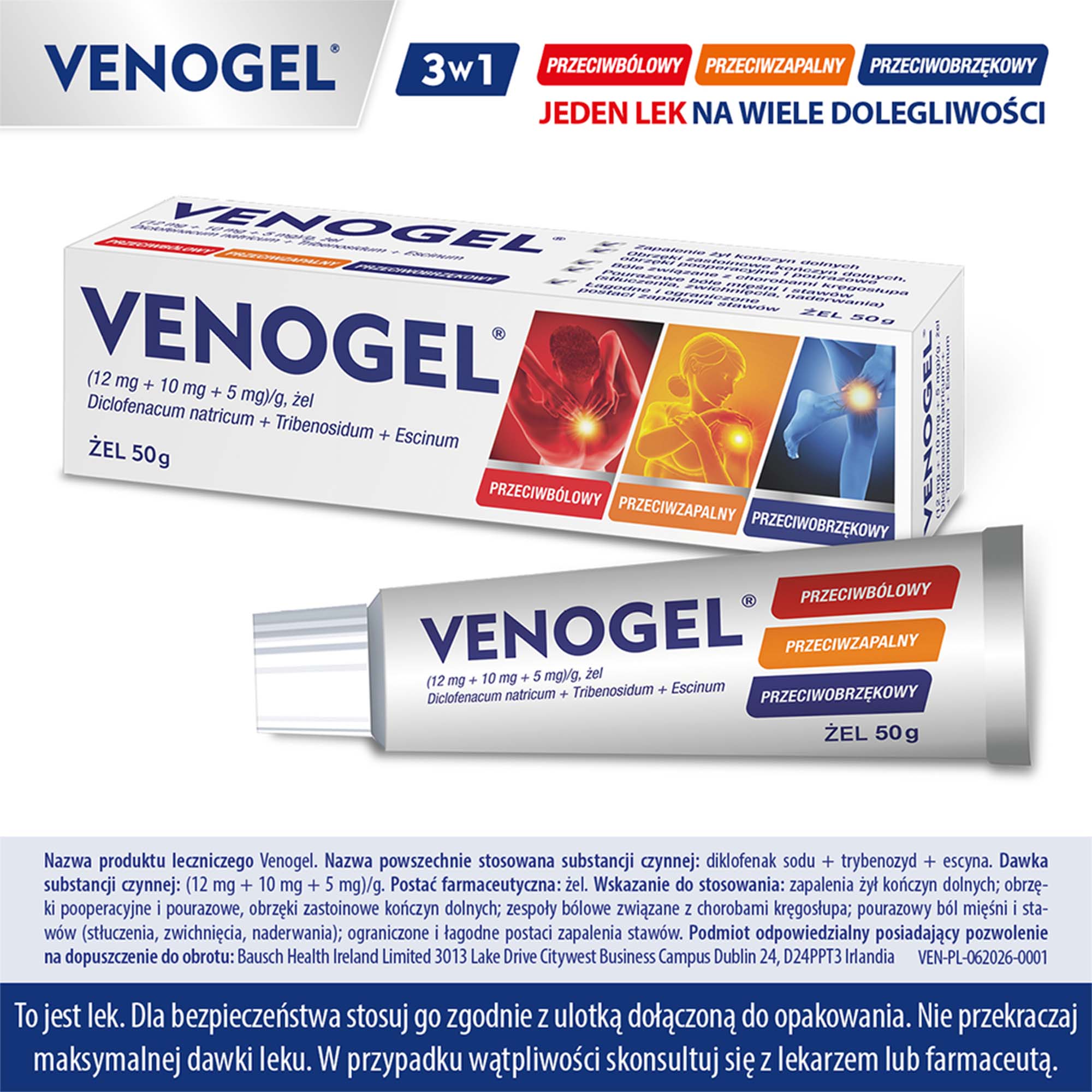 Venożel (12 mg + 10 mg + 5 mg)/g żel 50 g