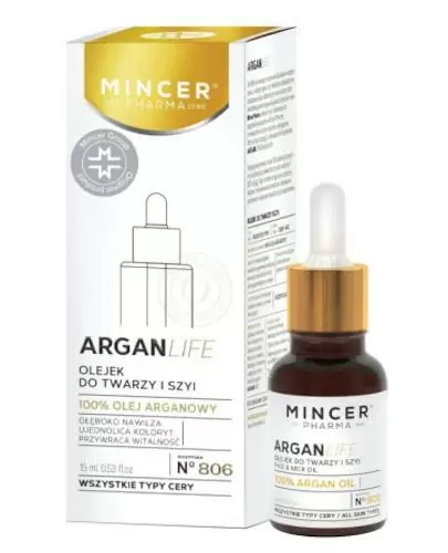Mincer Pharma Argan Life N806 olejek do twarzy i szyi 15 ml zdjęcie