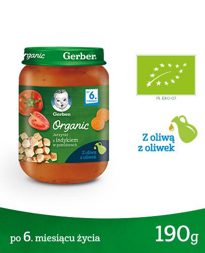 Gerber Organic Jarzynki z indykiem w pomidorach po 6 miesiącu - 190 g - cena, opinie, właściwości zdjęcie