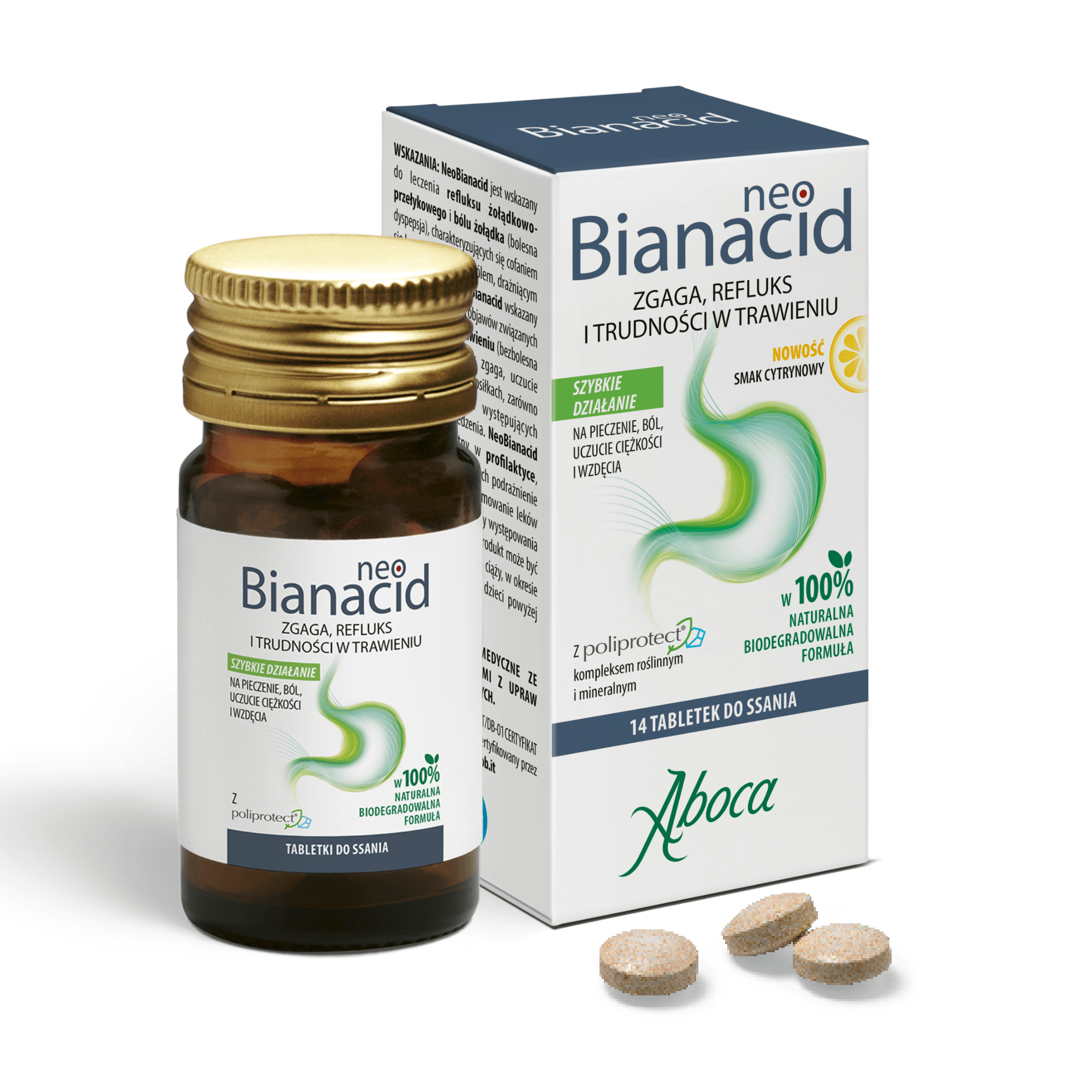 Neobianacid, smak cytrynowy, 14 tabletek do ssania zdjęcie