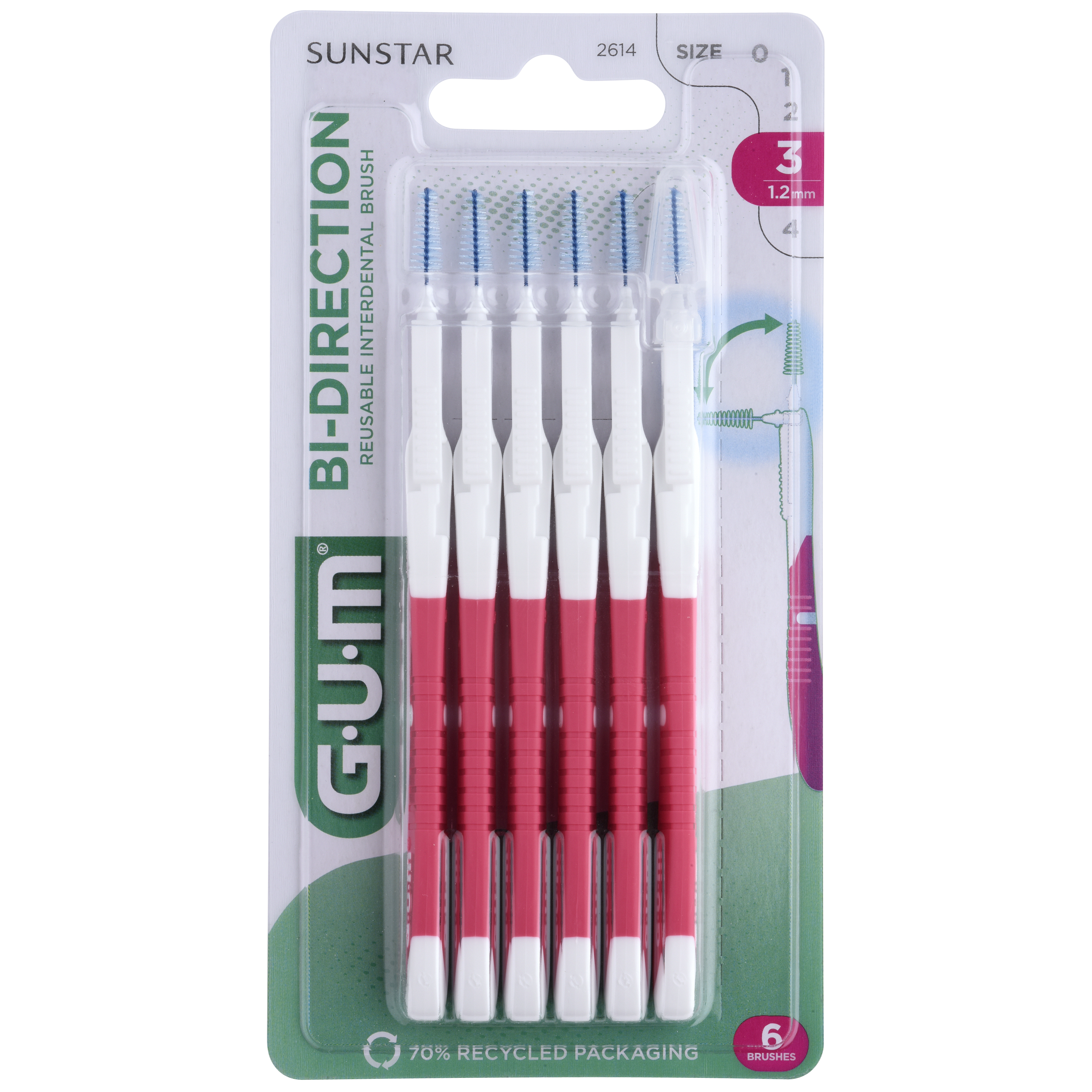 GUM Bi-Direction 1,2 szczoteczki międzyzębowe 6 sztuk zdjęcie