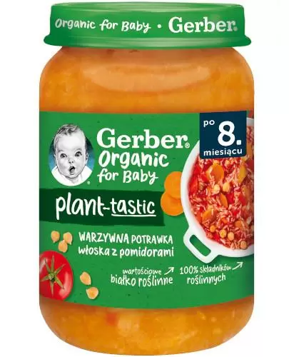 Nestlé Gerber Organic for Baby Plant-Tastic warzywna potrawka włoska z pomidorami po 8 miesiącu 190 g zdjęcie