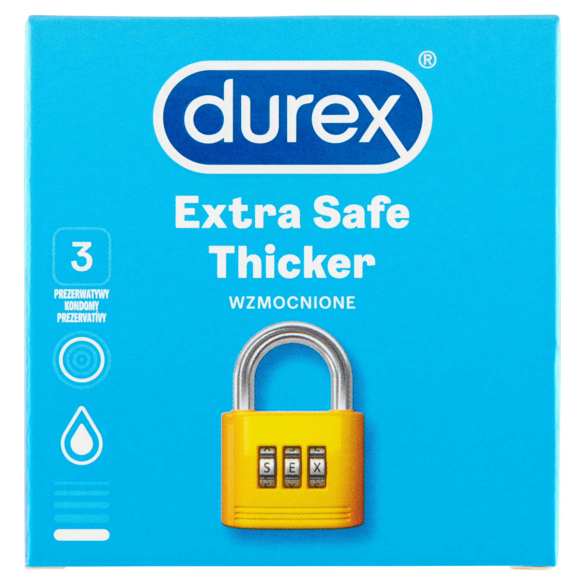DUREX EXTRA SAFE Prezerwatywy grubsze z dodatkową ilością środka nawilżającego - 3 szt. - cena, opinie, właściwości zdjęcie