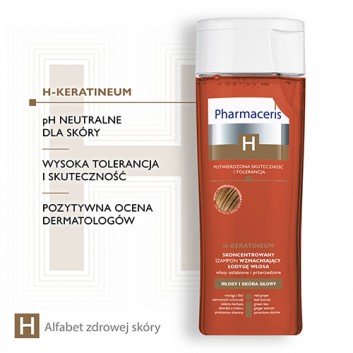 Pharmaceris H Keratineum, skoncentrowany szampon wzmacniający łodygę włosa, włosy osłabione i przerzedzone, 250 ml
