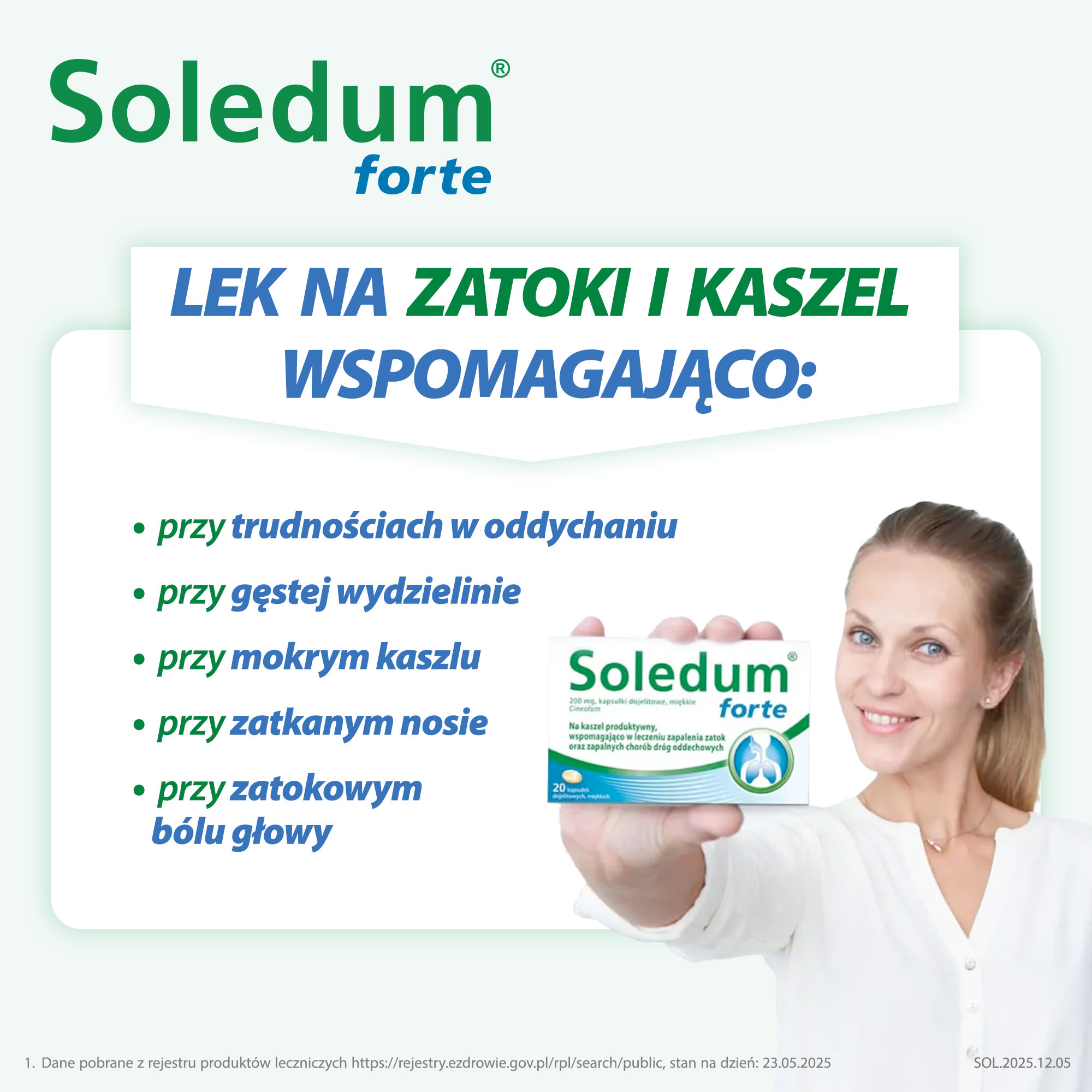Soledum forte, 200 mg, kapsułki dojelitowe miękkie, 20 szt.