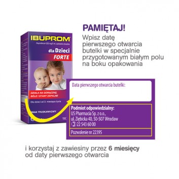 Ibuprom dla Dzieci Forte, 200 mg/5 ml, zawiesina doustna, 150 ml