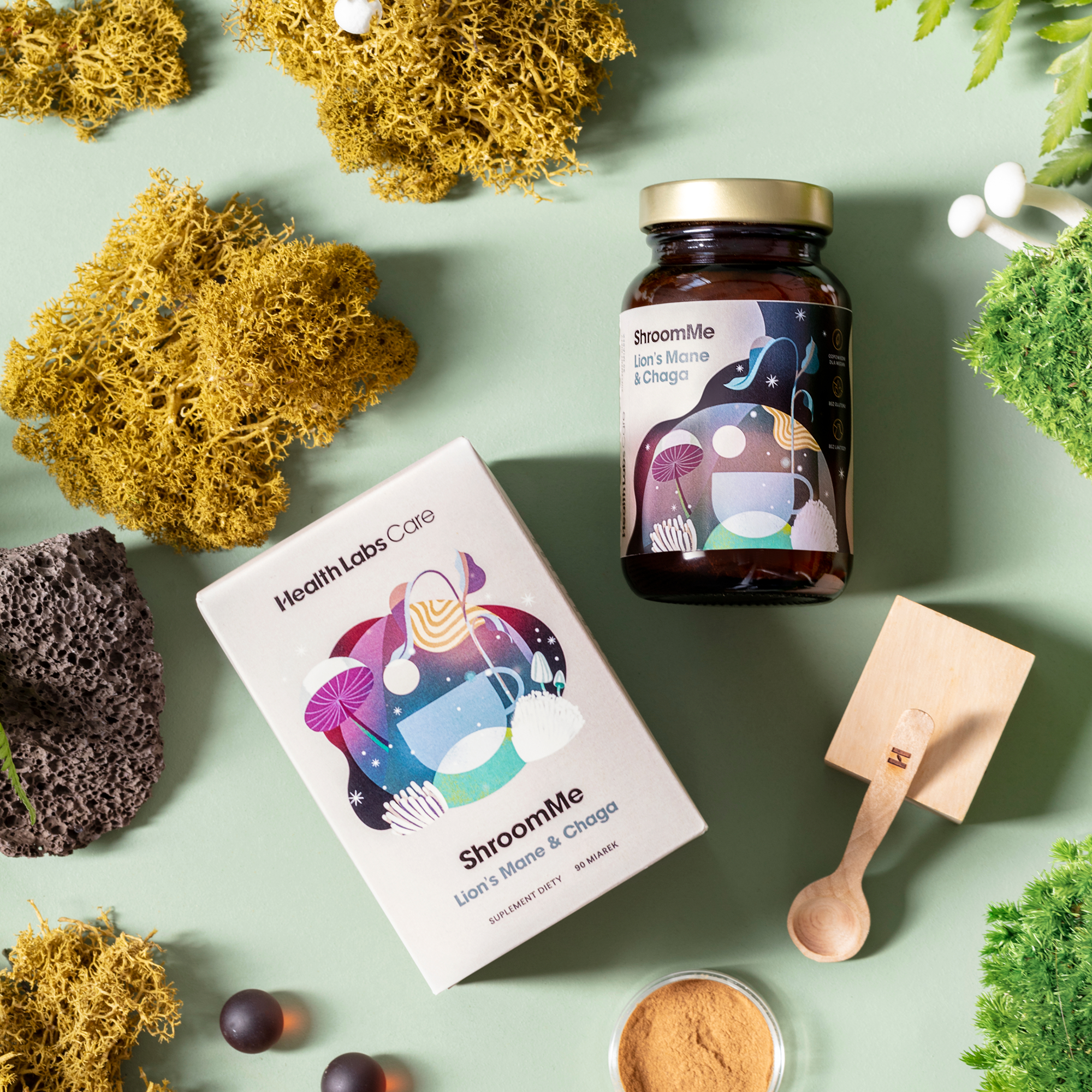 Health Labs Care, ShroomMe Lions Mane&Chaga, proszek, 90 miarek