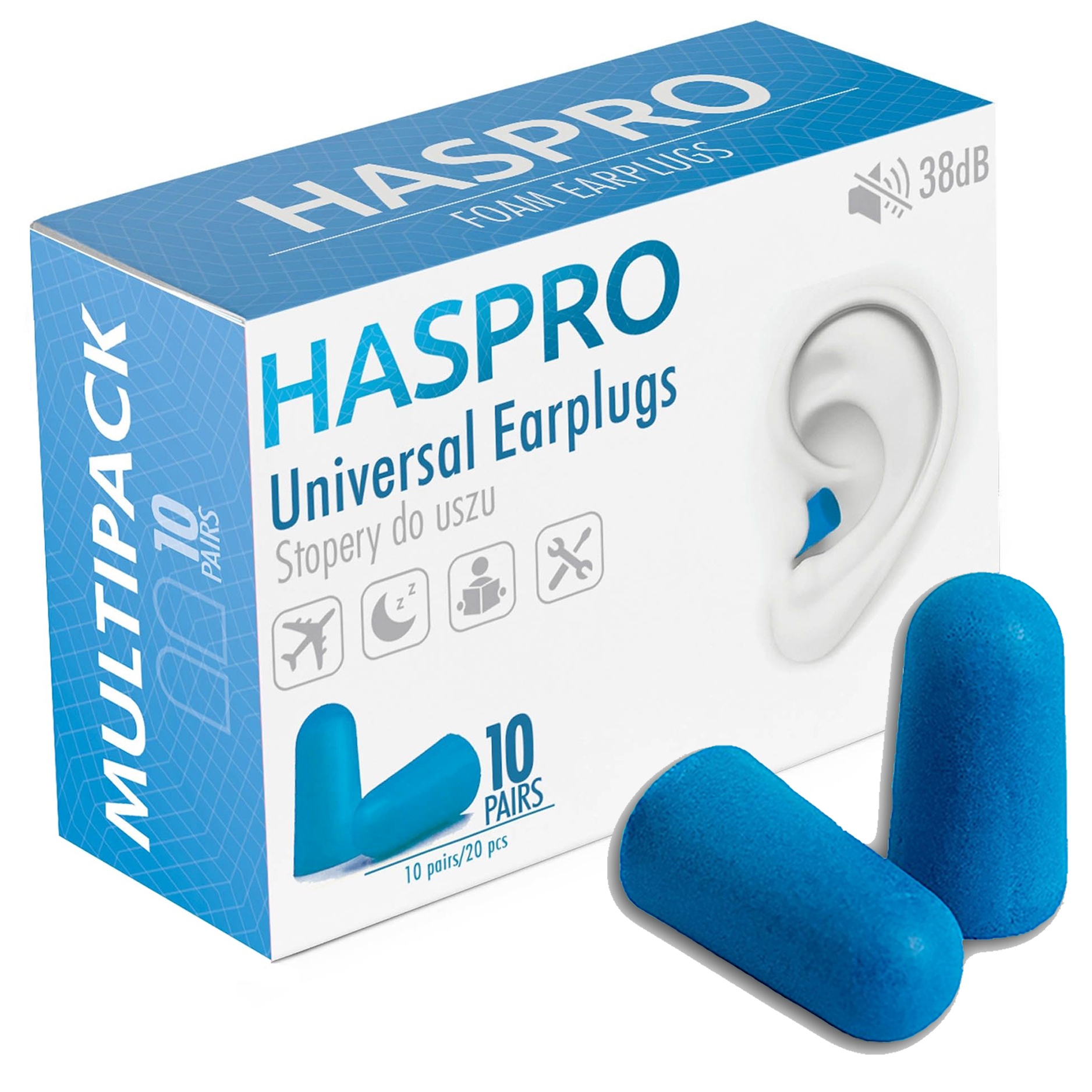 Stopery do uszu jednorazowe Haspro Multi10 niebieskie 10 par zdjęcie