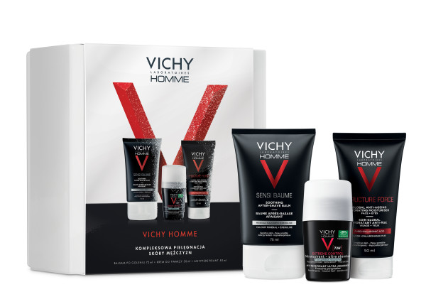 Zestaw Prezentowy Vichy Homme, Balsam po goleniu, 75 ml + krem do twarzy, 50 ml + antyperspirant w kulce, 50 ml zdjęcie