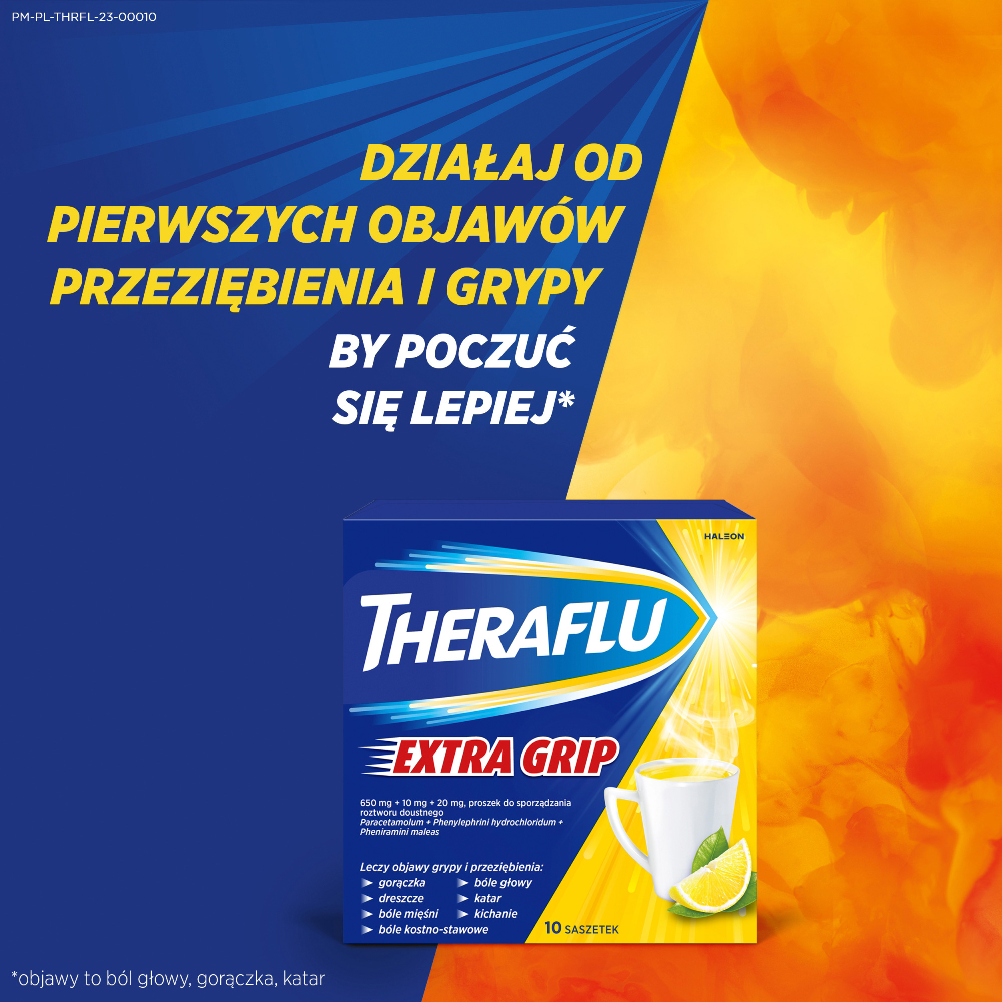 Theraflu Extra Grip saszetki na objawy grypy i przeziębienia 10 saszetek