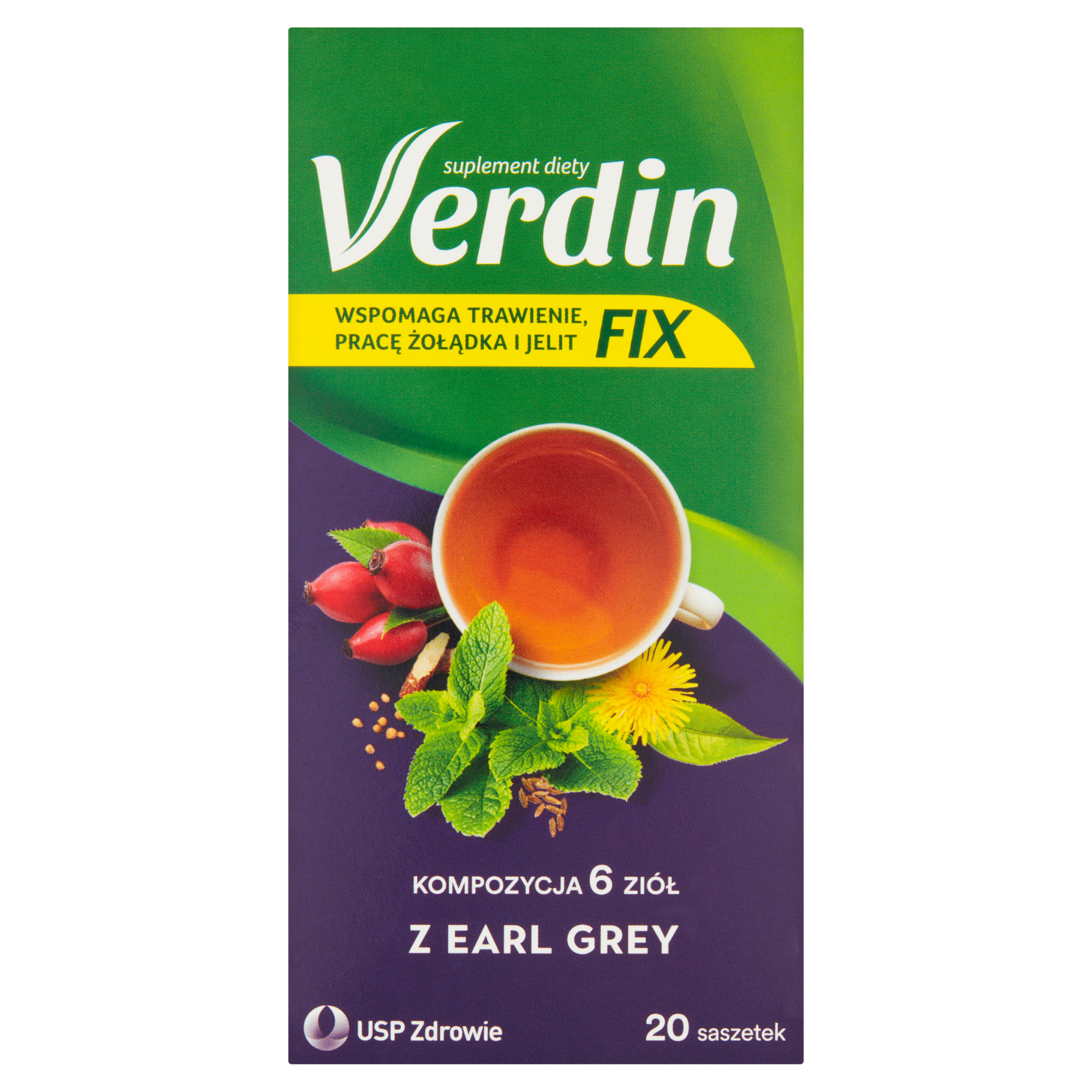 Verdin fix Earl Grey herbatka wspomagająca trawienie o smaku earl greya 20 saszetek zdjęcie