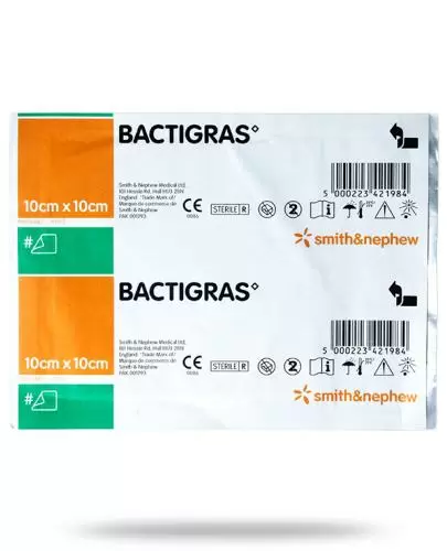 Bactigras opatrunek gazowy nasączony parafiną i chlorheksydyną 10cm x 10cm 1 sztuka zdjęcie