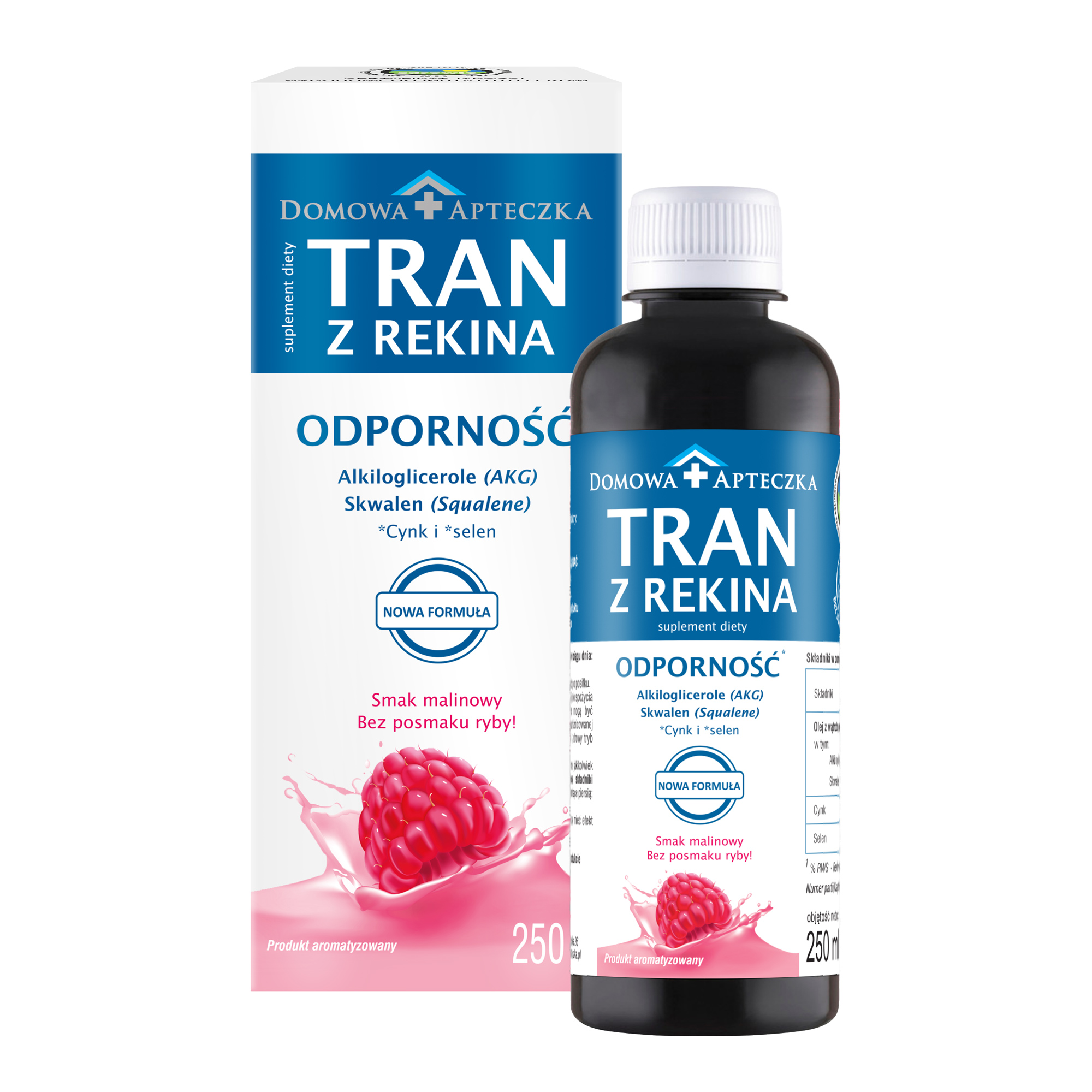 Domowa Apteczka Tran z rekina odporność smak malinowy 250 ml [Nowa formuła] zdjęcie