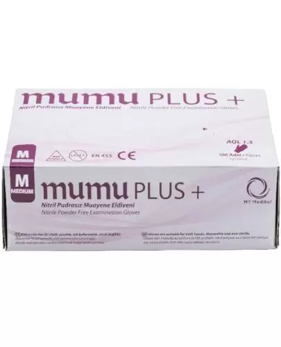 Mumu Plus+ rękawice nitrylowe bezpudrowe rozmiar M 100 sztuk zdjęcie