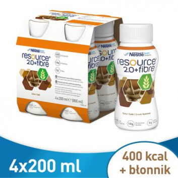 Resource 2.0 + Fibre preparat odżywczy w płynie smak kawowy 4x 200 ml