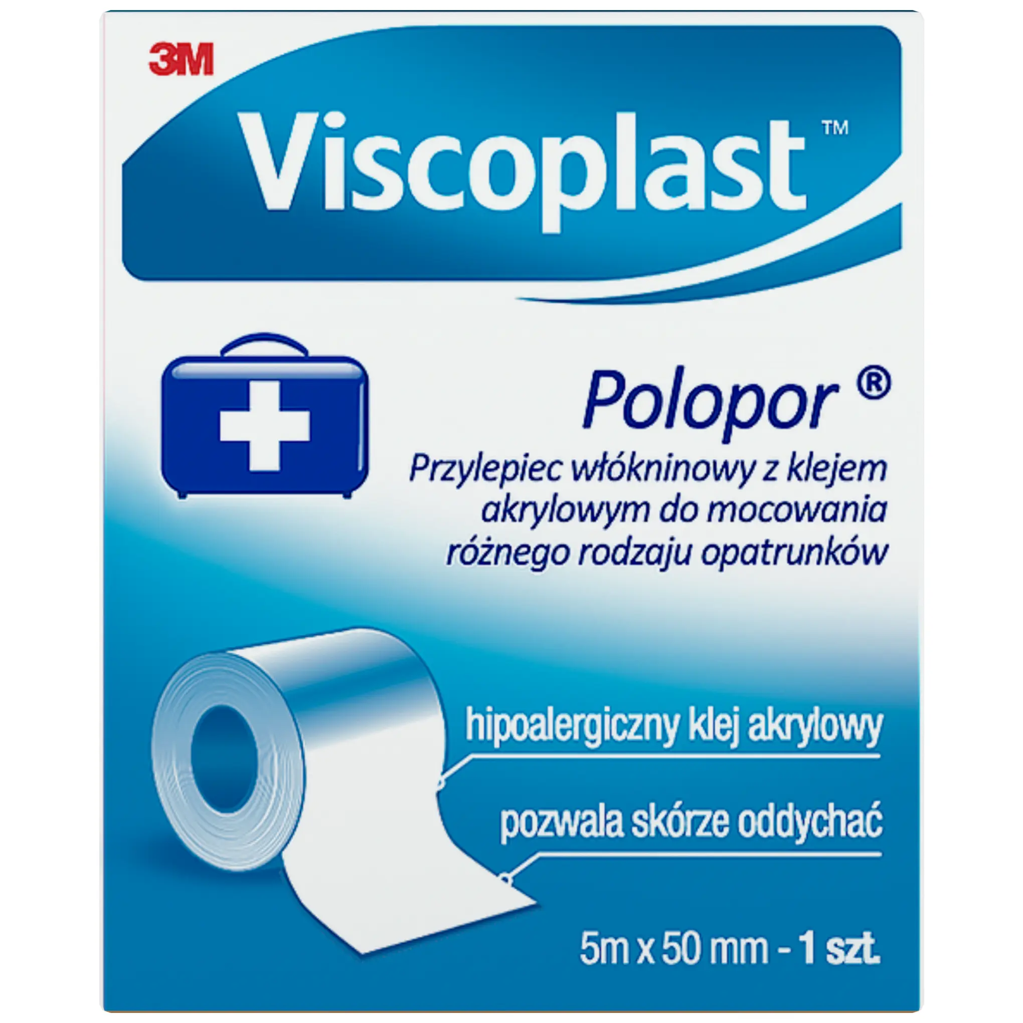 VIscoplast Pierwsza pomoc Polopor przylepiec włókninowy 5m x 50mm 1 sztuka