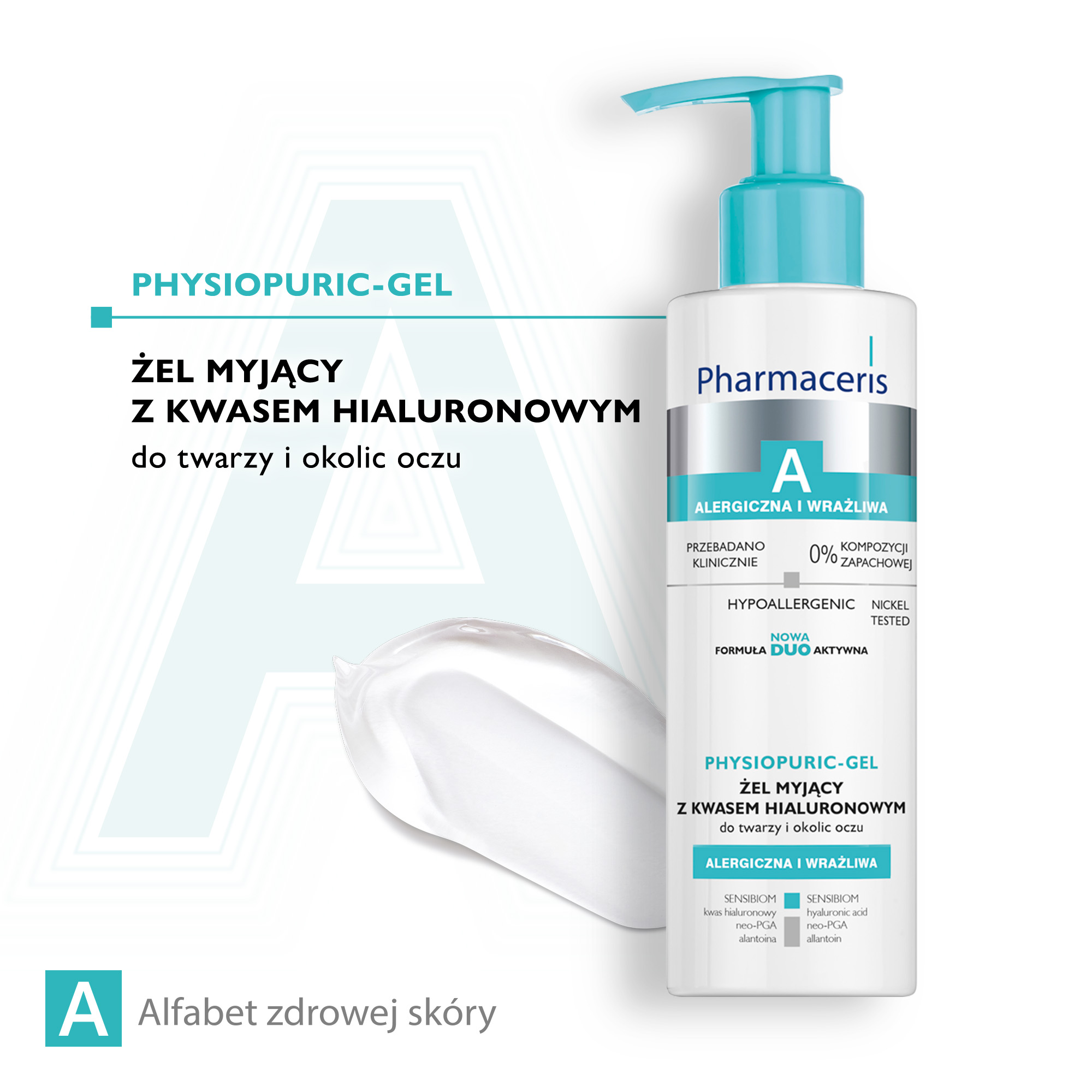Pharmaceris A Physiopuric - gel, żel myjący z kwasem hialuronowym do twarzy i okolic oczu, 190 ml