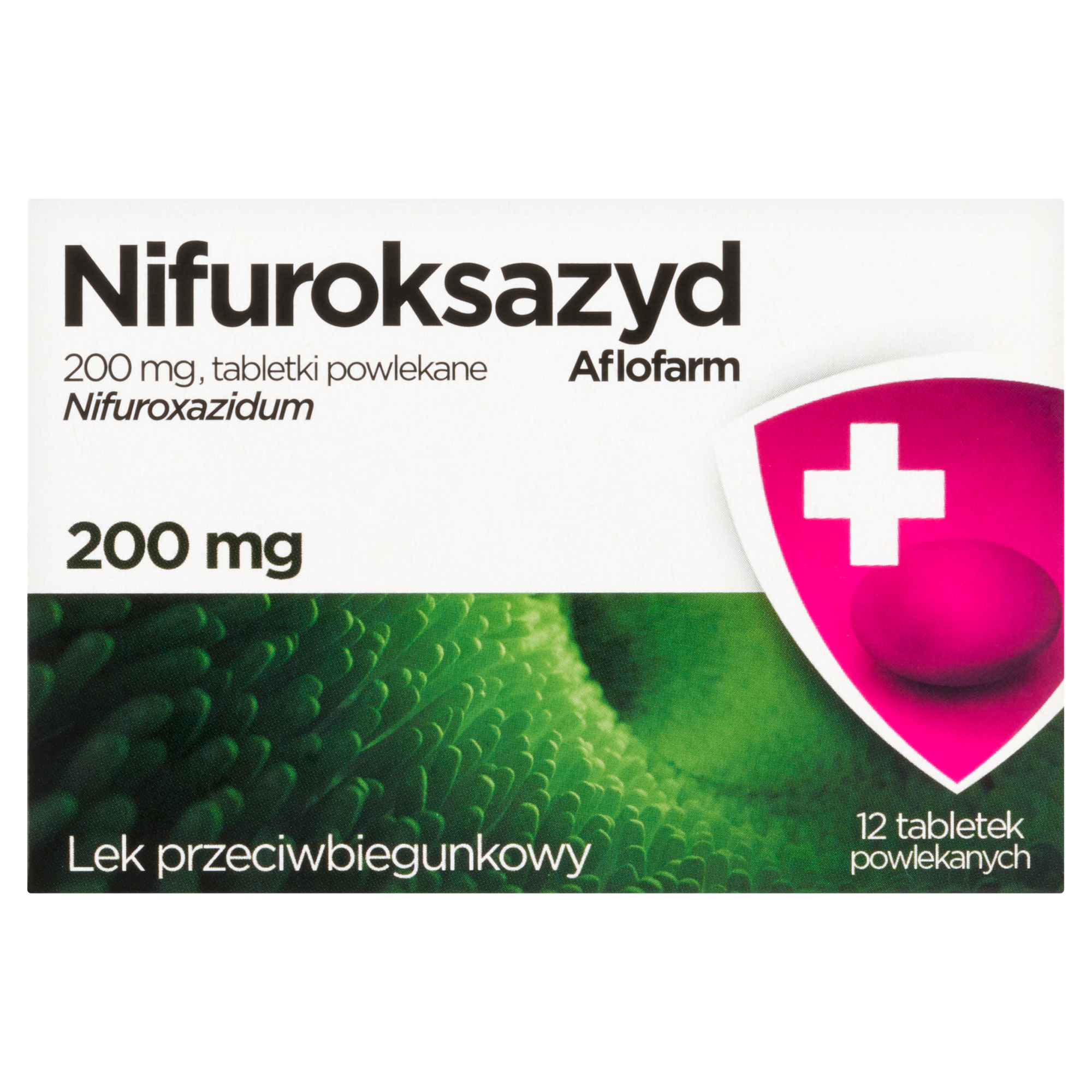 Nifuroksazyd Aflofarm, 200 mg, tabletki powlekane, 12 sztuk zdjęcie
