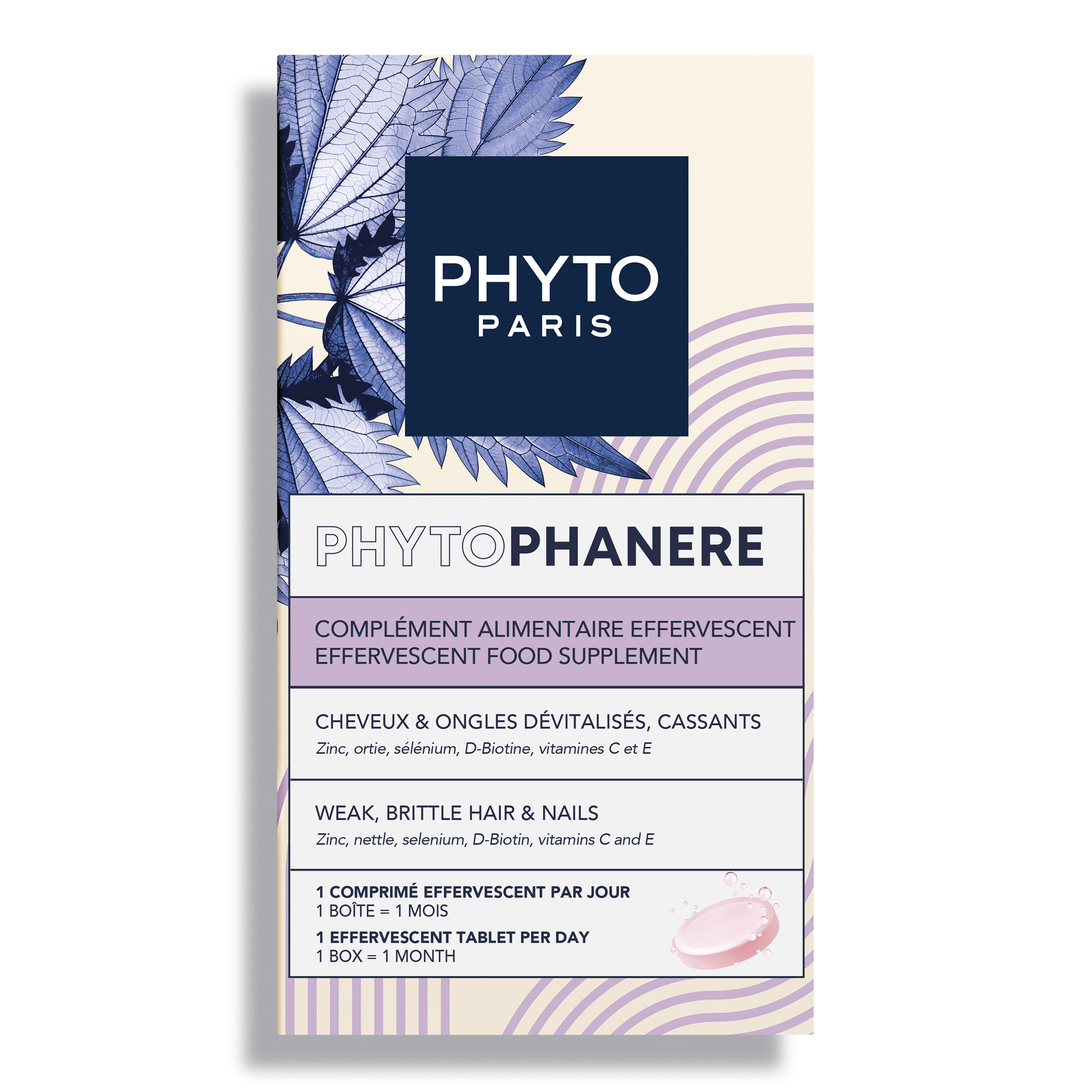 Phyto, Phytophanere, włosy i paznokcie, tabletki musujące, 28 sztuk