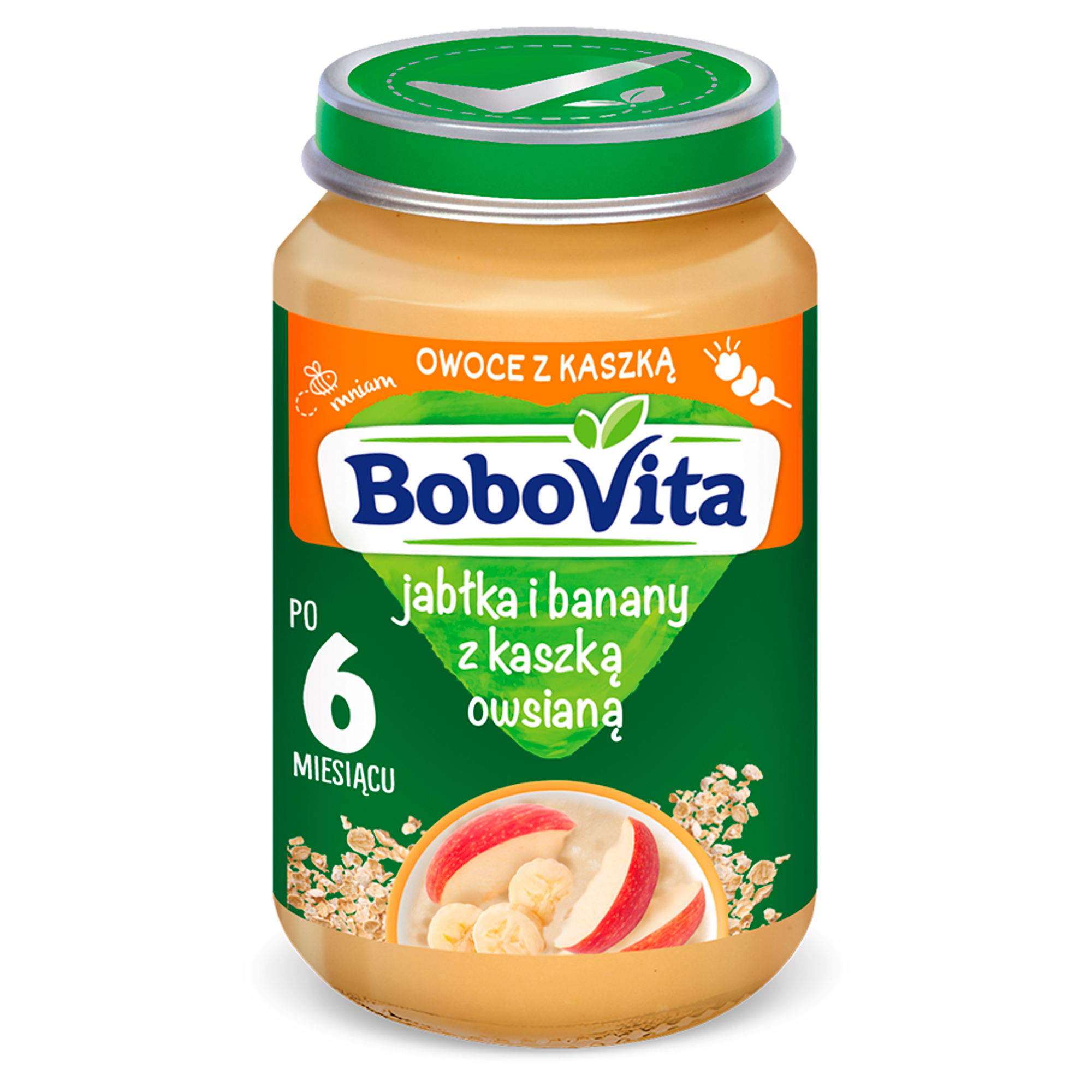 BOBOVITA Jabłka i banany z kleikiem owsianym po 6 m-cu - 190 g - cena, opinie, właściwości zdjęcie