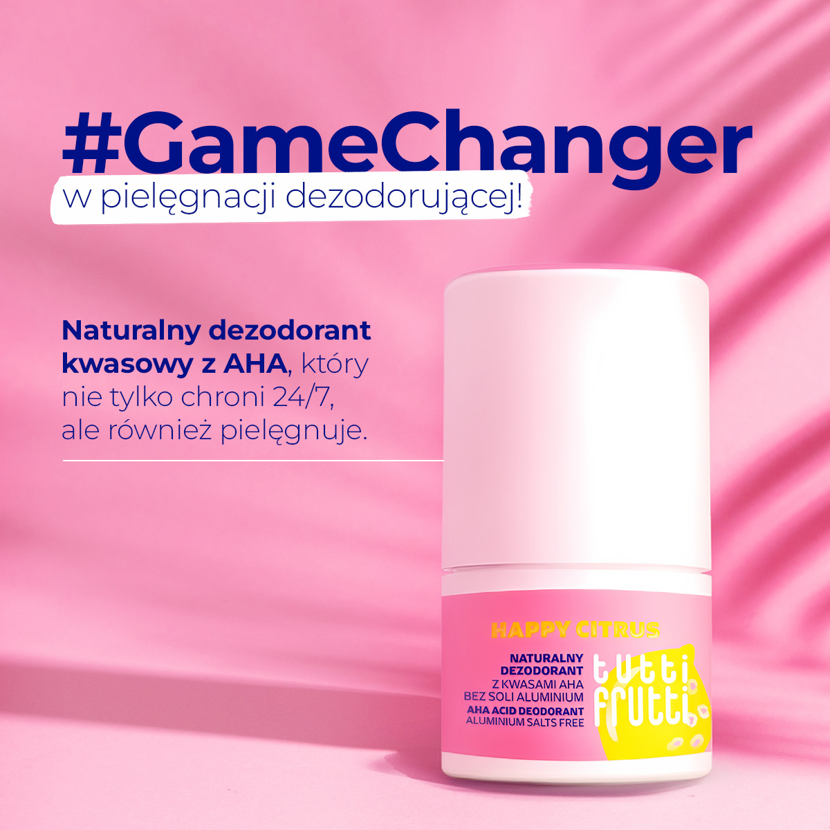 Tutti Frutti, Naturalny dezodorant kwasowy HappyCitrus + Kwasy AHA, 50 ml