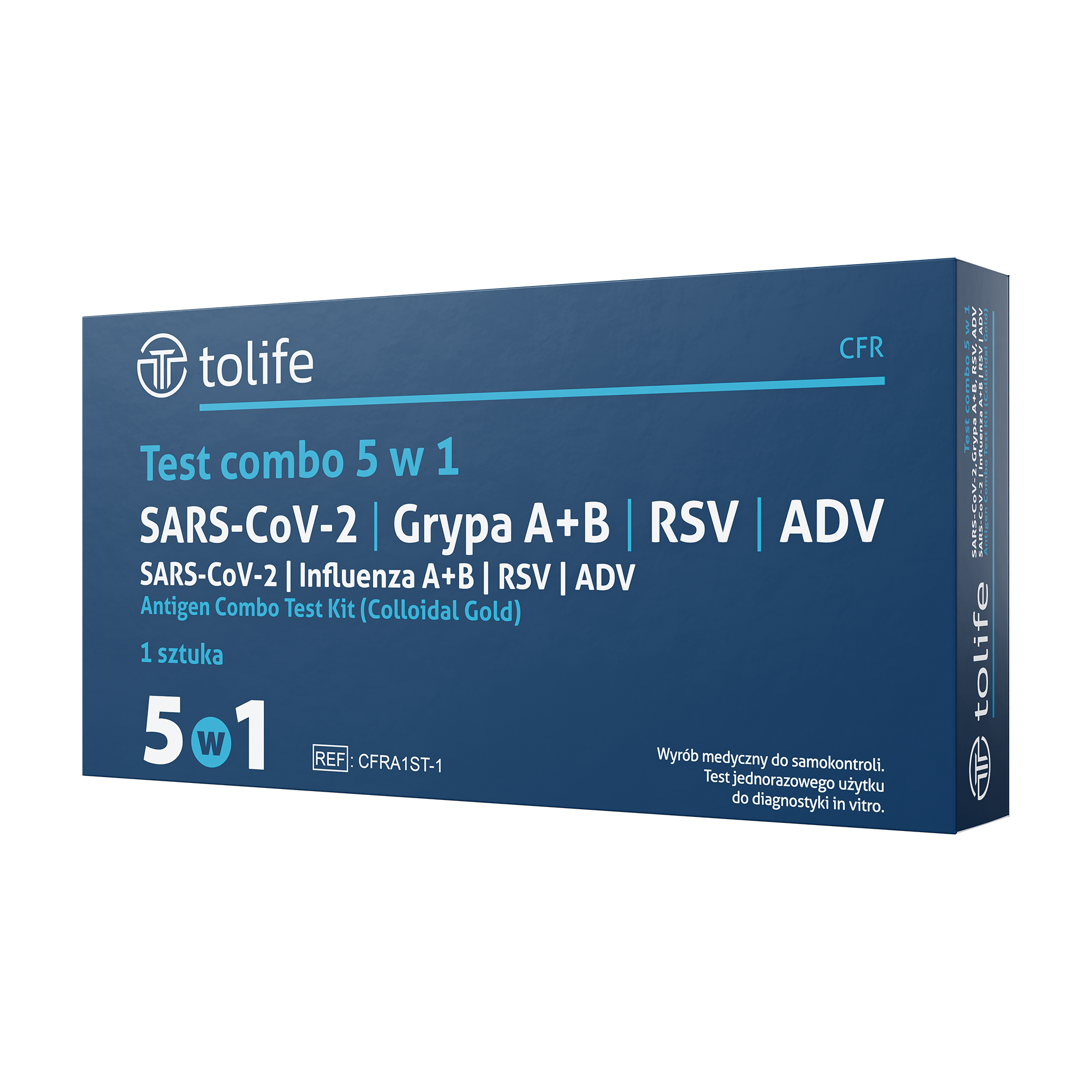 Test 5w1, combo test: SARS-CoV-2 & grypa A+B & RSV & ADV, 1 sztuka