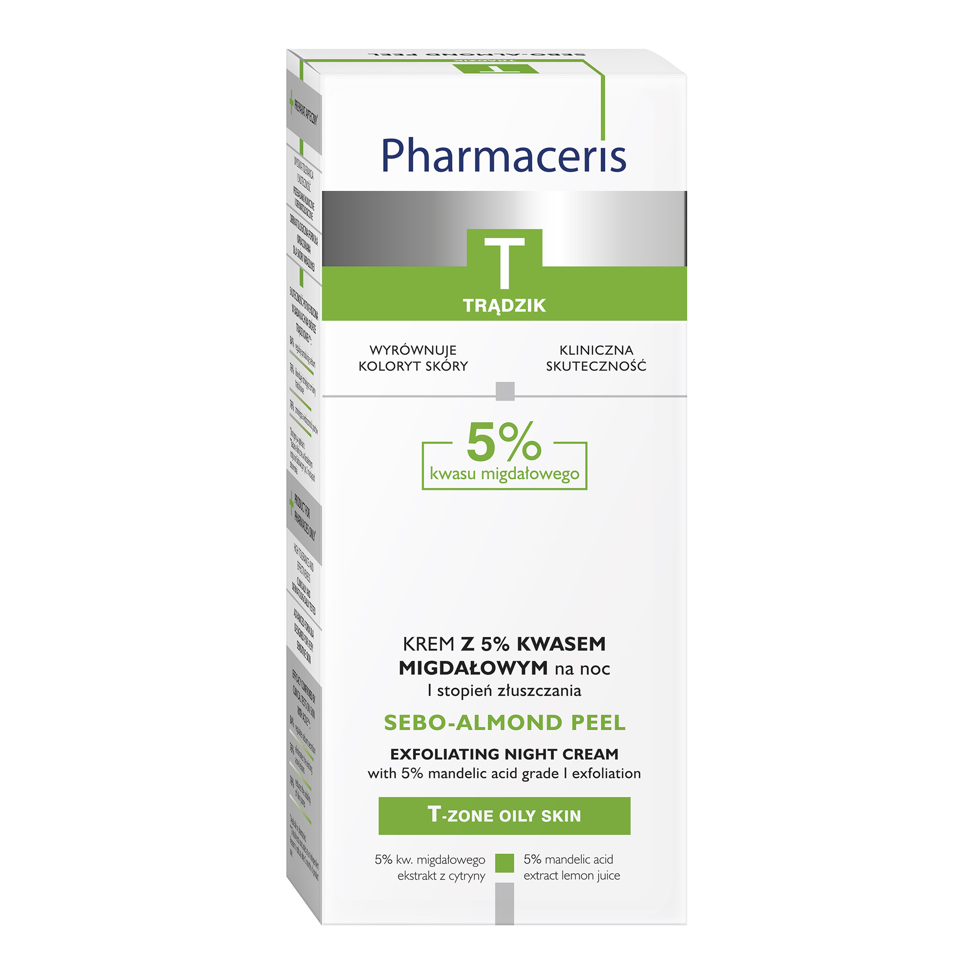 Pharmaceris T Sebo-Almond Peel 5%, krem z 5% kwasem migdałowym, na noc, I stopień złuszczania, 50 ml zdjęcie