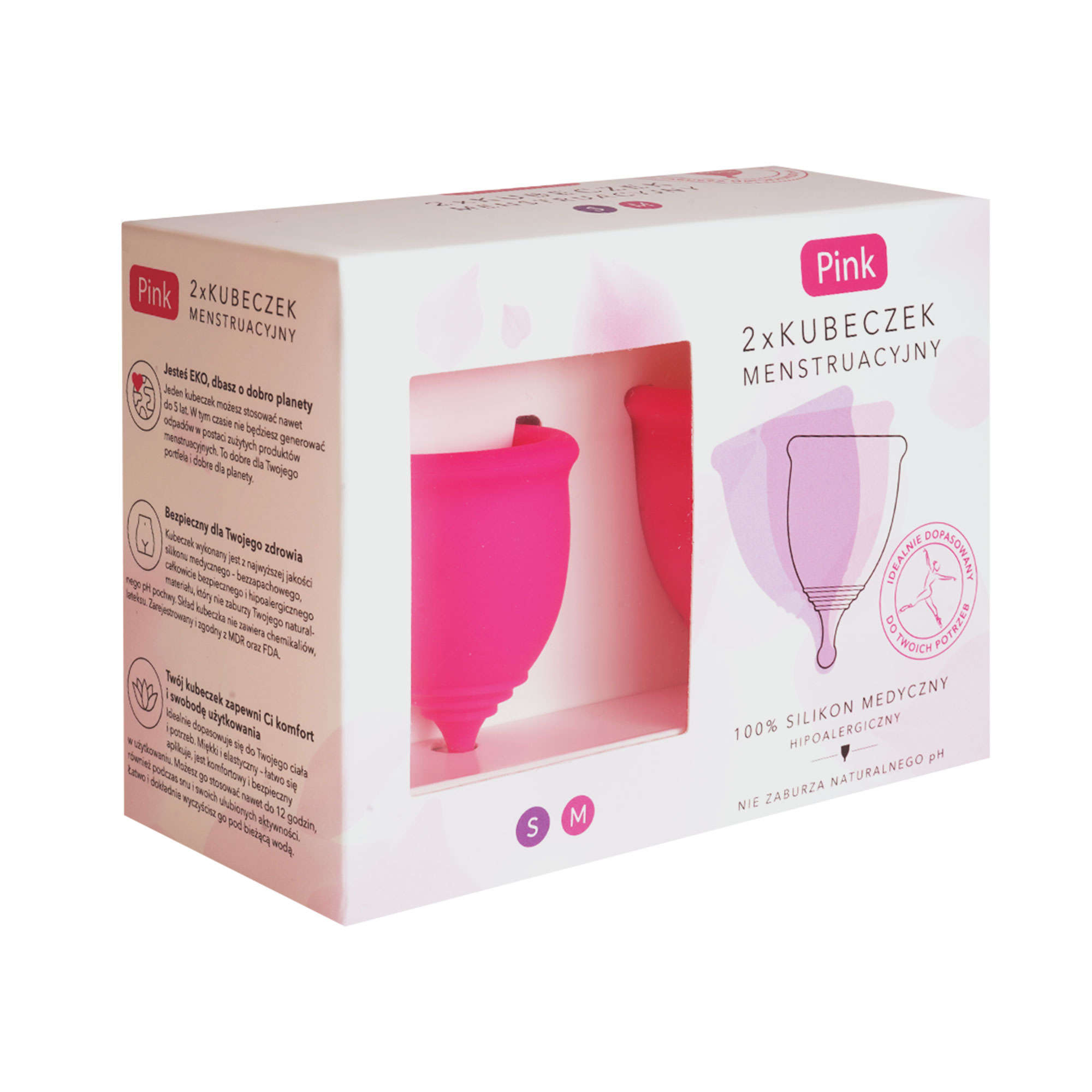 Pink Kubeczek menstruacyjny S M 2 sztuki zdjęcie