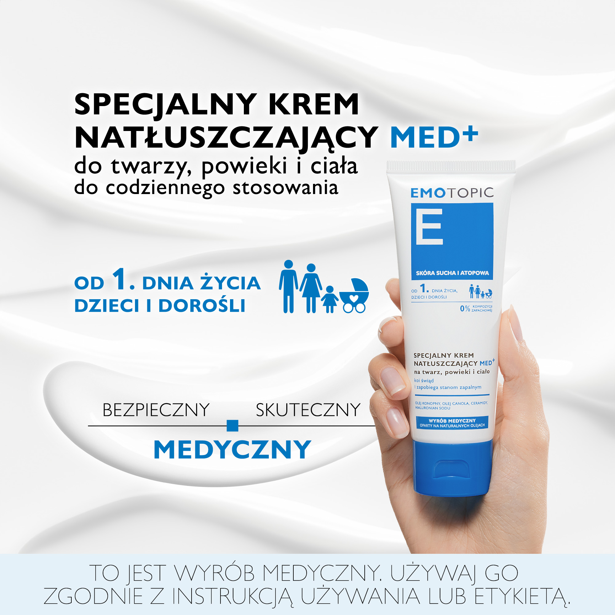 Emotopic specjalny krem natłuszczający MED+ na twarz, powieki i ciało do codziennego stosowania 75 ml