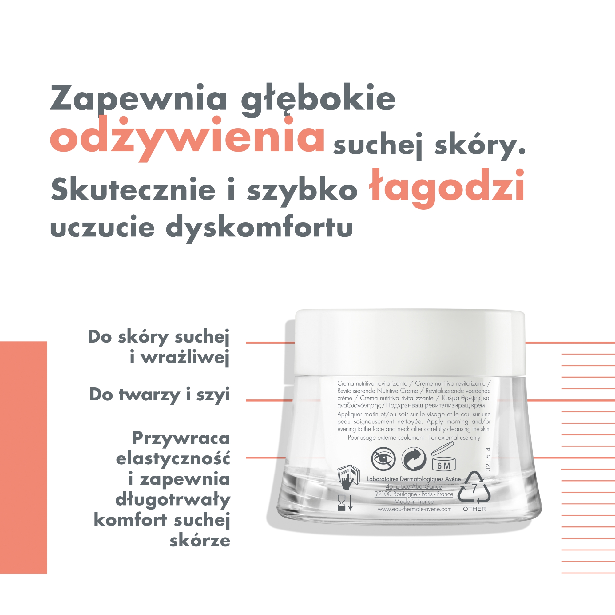 Avene odżywczy krem rewitalizujący do skóry wrażliwej i suchej 50 ml