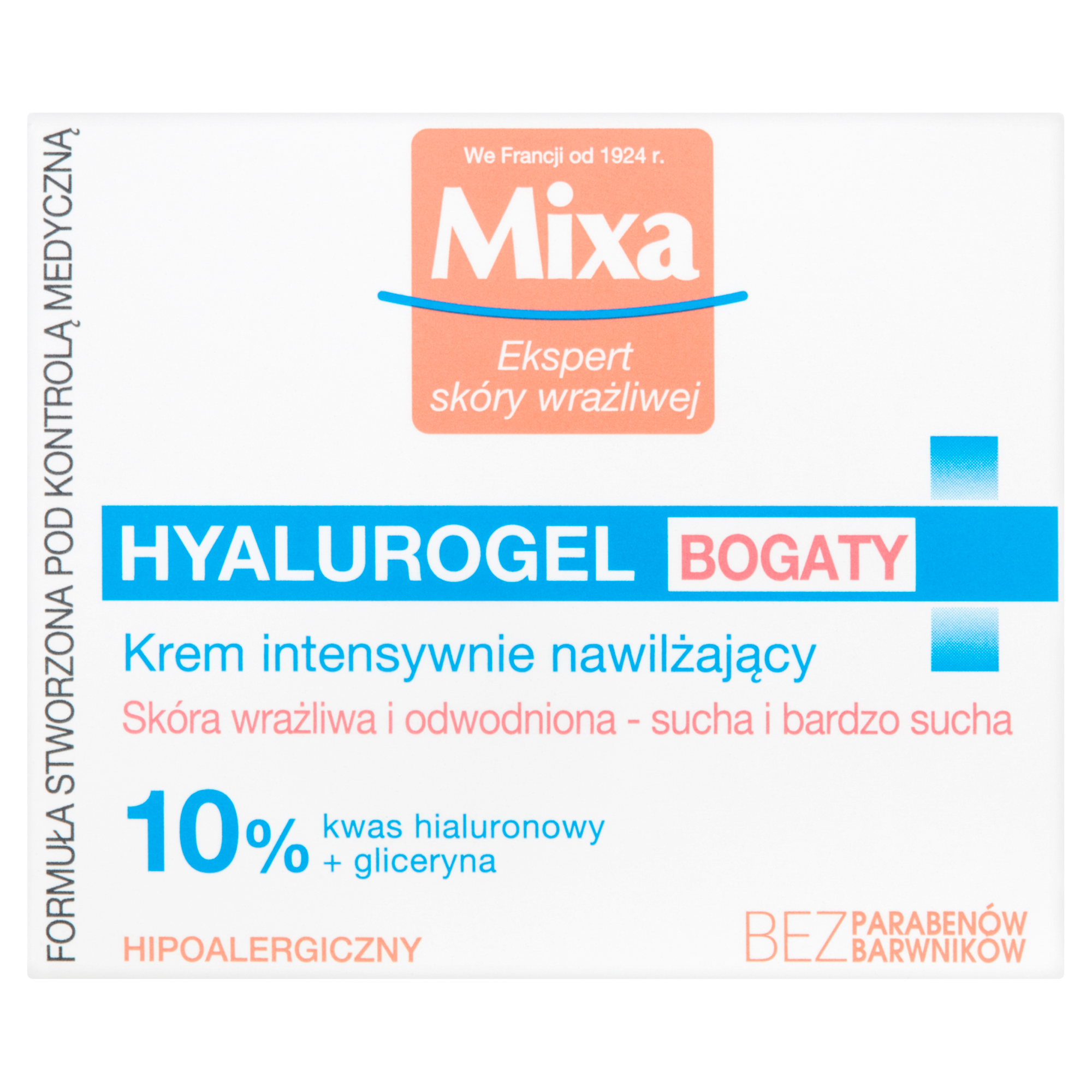 MIXA HYALUROGEL Bogaty krem intensywnie nawilżający, skóra sucha i bardzo sucha - 50 ml - cena, opinie, właściwości zdjęcie