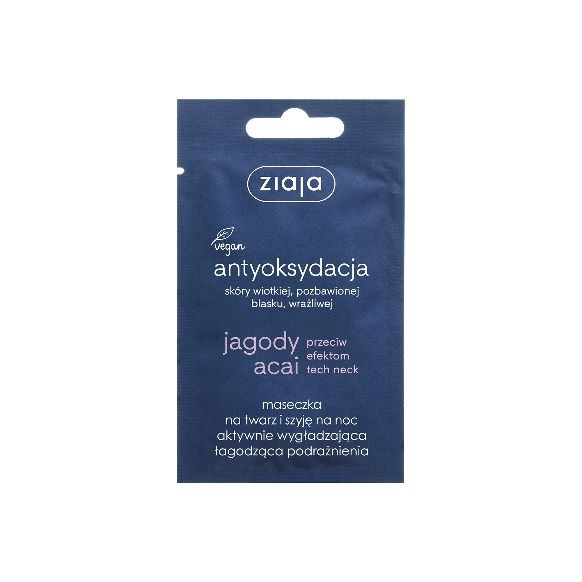 Ziaja Jgody Acai, Aktywnie wygładzająca maseczka na twarz i szyję na noc, 7 ml zdjęcie